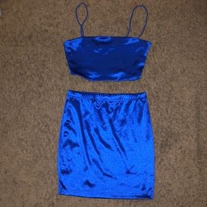 Royal Blue Two Piece Skirt Set